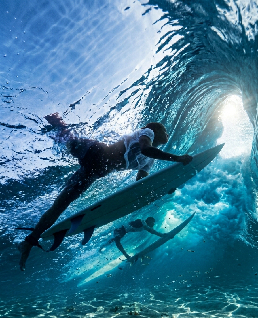 Aluno aprendendo a surfar nas águas mornas do Rio Grande do Norte proxixo a Natal-RN em sao-miguel-do-gostoso